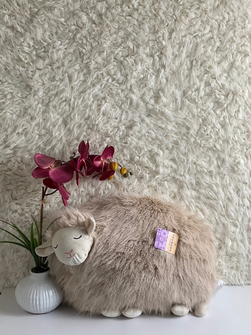 JOYWARD BRAND SHAGGY SHEEP PLUSH PILLOW~NEW WITH TAGS!